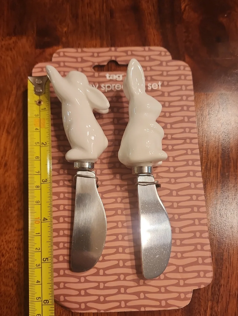 TAG Ceramics Set Of Two Ceramic Bunny Spreaders - White NIB